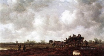 horse cats Painting - Horse Cart on a Bridge Jan van Goyen